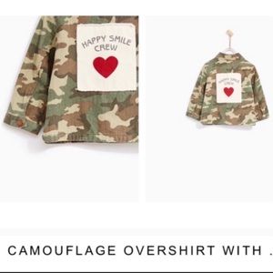 Camo happy smile crew Shirt jacket